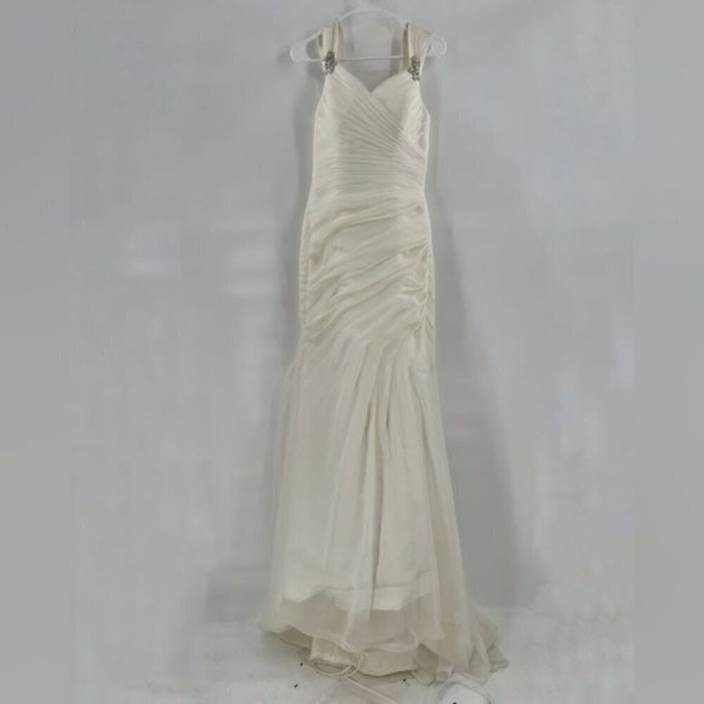 Victoria James Ronald Joyce white wedding dress with train size 12
